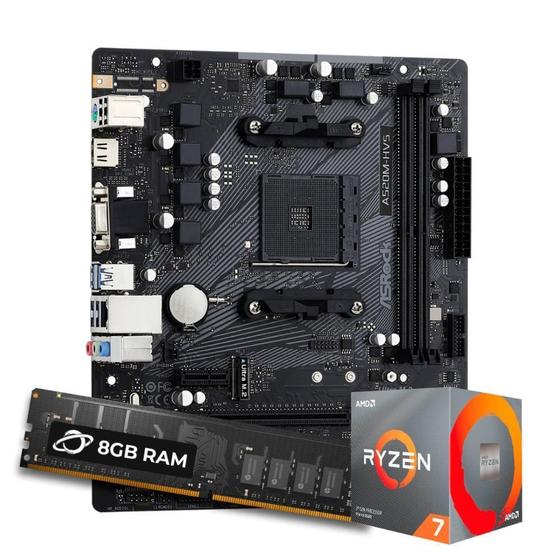 Imagem de Kit Upgrade Ryzen 7 5800X + Asrock A520M-Hvs + 8Gb Ddr4