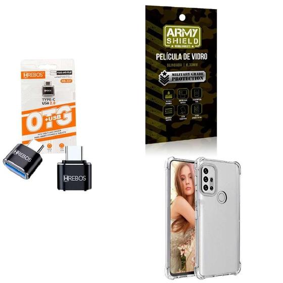 Imagem de Kit Usb Para Tipo C + Capinha Motorola G30 + Película 3D