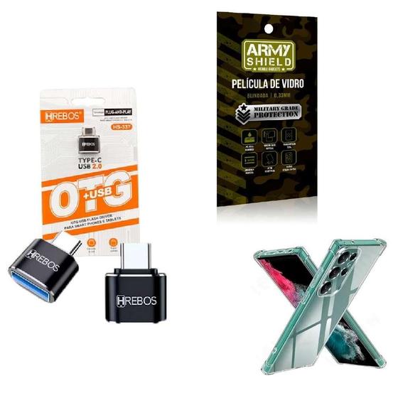 Imagem de Kit Usb Para Tipo C + Capinha Samsug S23 Ultra + Película 3D