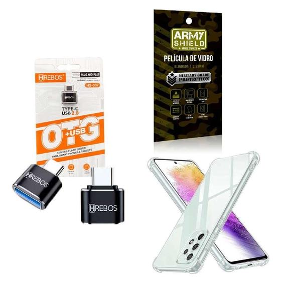 Imagem de Kit Usb Para Tipo C + Capinha Samsung A73 + Película 3D