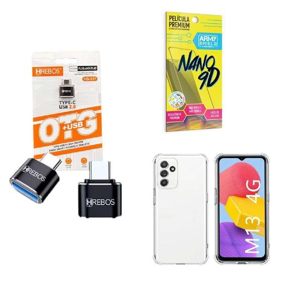 Imagem de Kit Usb Para Tipo C + Capinha Samsung M13 + Película 9D