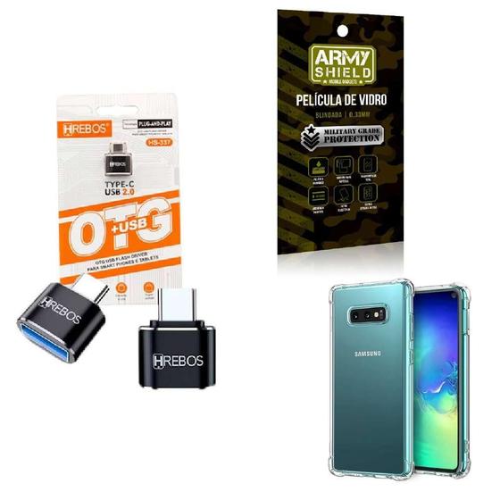 Imagem de Kit Usb Para Tipo C + Capinha Samsung S10E + Película 3D