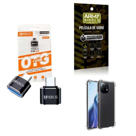 Imagem de Kit Usb Para Tipo C + Capinha Xiaomi Mi11 + Película 3D