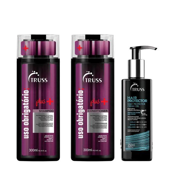 Imagem de Kit Uso Obrigatório Plus+ Shampoo + Condicionador e Leave-in Hair Protector - Truss