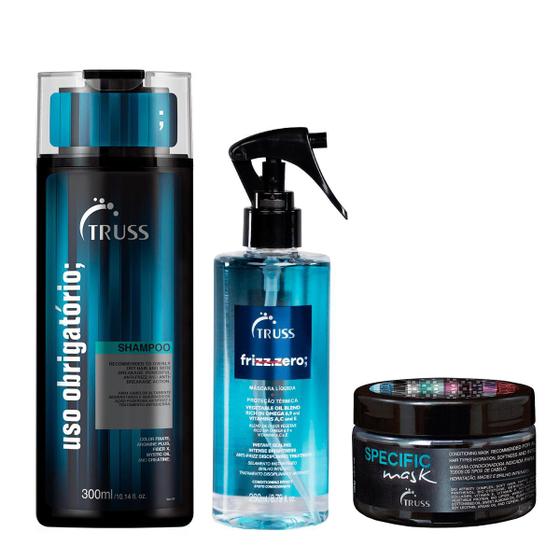 Imagem de Kit Uso Obrigatório Shampoo + Máscara Specific Mask e Máscara Frizz Zero  - Truss