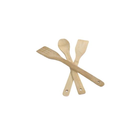 Imagem de Kit utensílio colher talheres de bambu 3 pçs