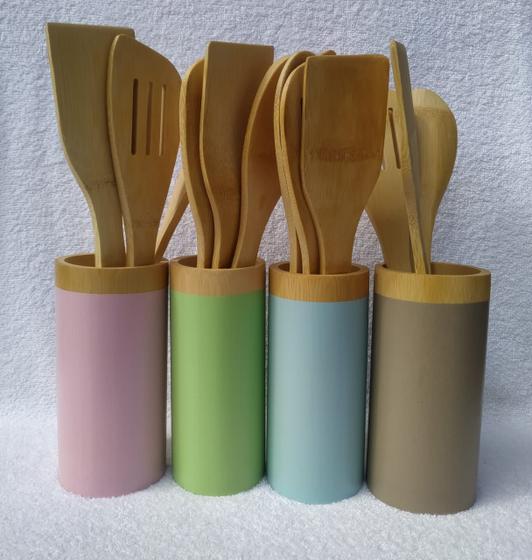 Imagem de Kit Utensílios  Colheres De Bambu Soft Color 4 Pçs -Fratelli