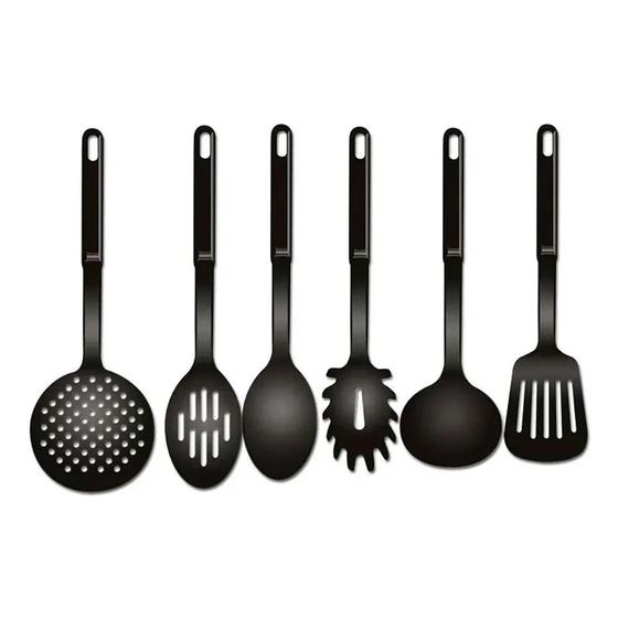 Imagem de Kit Utensílios Cozinha Nylon Preto