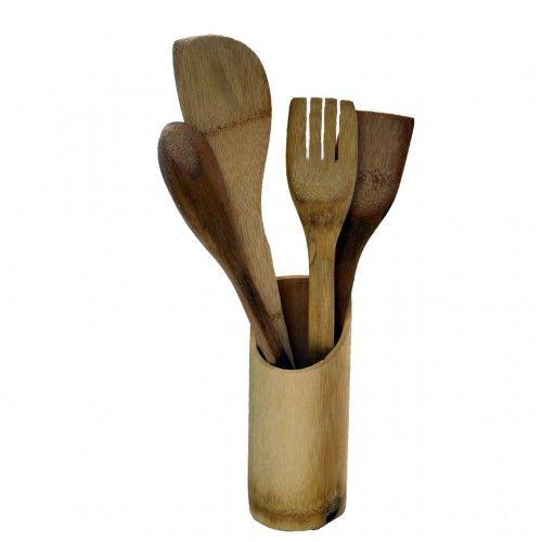 Imagem de Kit Utensílios de Bambu para Cozinha com 05 Peças