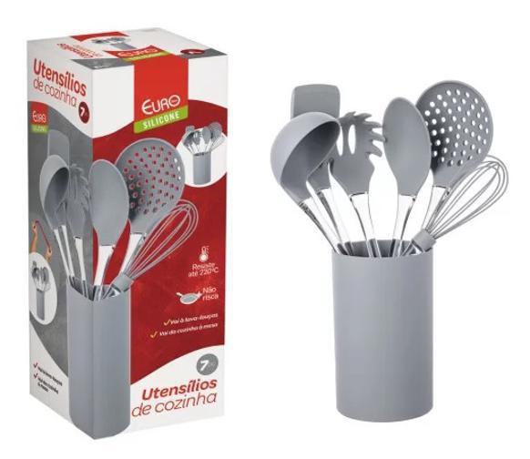 Kit Utensílios De Silicone Acrílico 7 Peças Euro Home Cinza Menor preço em Kit Utensílios De Silicone Acrílico 7 Peças Euro Home Cinza