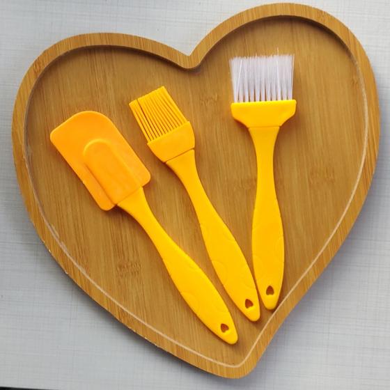 Imagem de Kit Utensílios de Silicone Espátula Pincel Escova De Cozinha 3 Pçs color