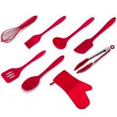 Imagem de Kit Utensílios de Silicone Vermelho 8 peças luxo Weck