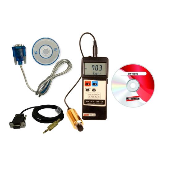 Imagem de Kit Vacuômetro Digital Vácuo Pressão Hold Sensor Interface Rs-232 Vdr-920 Portátil Instrutherm Estojo Software Cabo