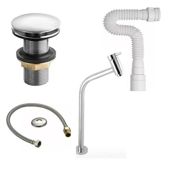 Imagem de Kit Válvula Click 1.1/4+Sifão+Engate 40Cm+Torneira Alta