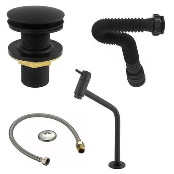 Imagem de Kit Válvula Click 1.1/4+Sifão+Engate 40Cm+Torneira Alta