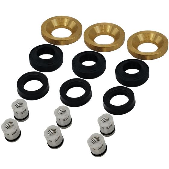 Imagem de Kit Válvulas com Assento 3un de Gaxeta e 3un de Anel Compatível com Lavajato Electrolux PWS20