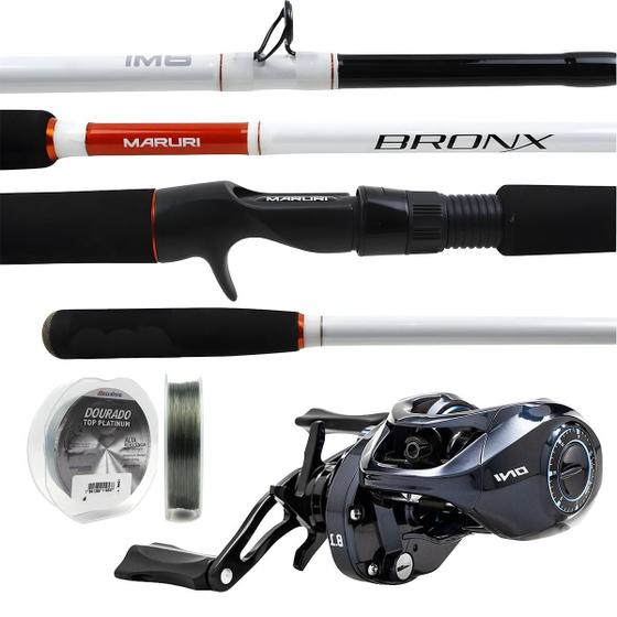 Imagem de Kit Vara Bronx 2,40m + Carretilha Maruri ONI 8.1:1 6kg Direita  + Linha Mono