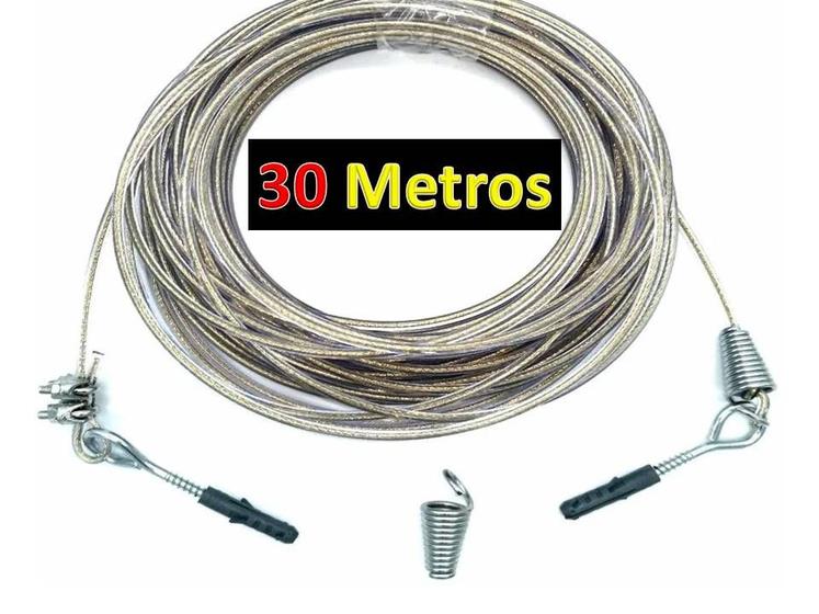 Imagem de Kit Varal Aço Encapado De 4mm 30mt Com Gancho E Clips