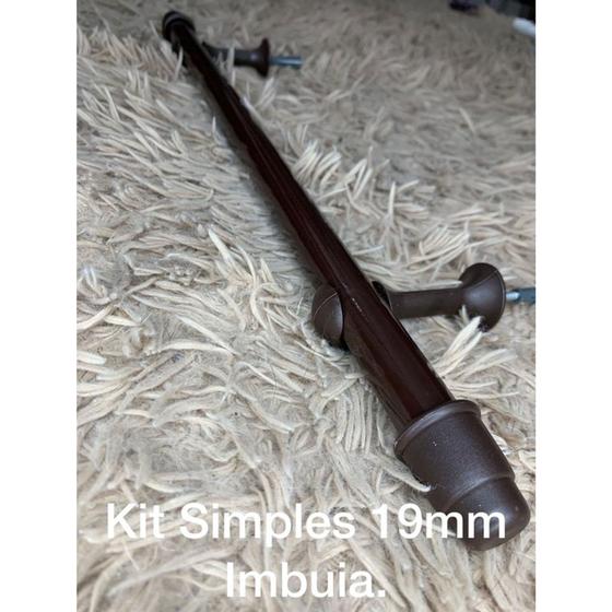 Kit Varão de Cortina 19mm Simples - 2,00 Metros Imbuia Menor preço em Kit Varão de Cortina 19mm Simples - 2,00 Metros Imbuia