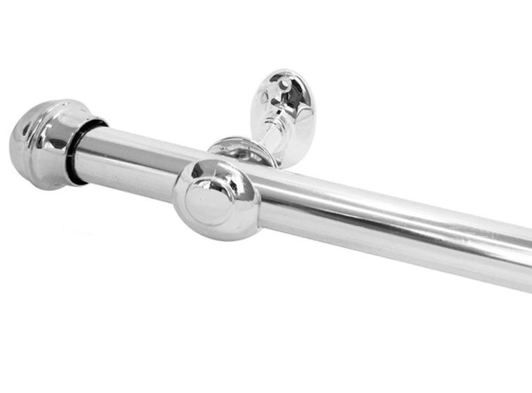 Kit VARÃO Para Cortina 1,50 metros SIMPLES 28 mm ALUMÍNIO CROMADO Completo Menor preço em Kit VARÃO Para Cortina 1,50 metros SIMPLES 28 mm ALUMÍNIO CROMADO Completo
