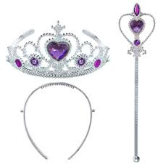 Imagem de Kit Varinha E Tiara Coroa Princesa Infantil Menina Roxo E Rosa