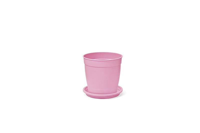 Imagem de kit Vaso aquarela 1,5 rosa com prato com 3 unidades