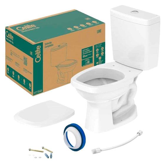 Imagem de Kit Vaso Sanitário + Caixa Acoplada + Acessórios de Fixação Celite Like Branco