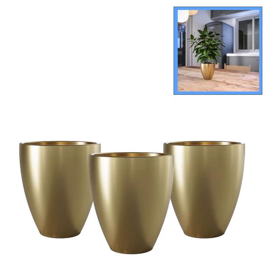 Kit Vasos Cerâmica Frankfurt 10 dourado 3 peças Menor preço em Kit Vasos Cerâmica Frankfurt 10 dourado 3 peças