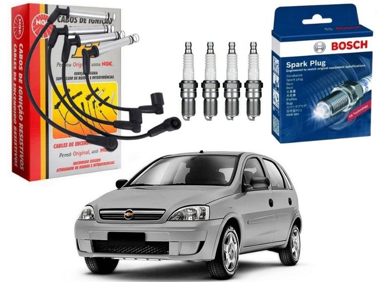 Imagem de Kit vela cabo ngk chevrolet corsa novo 1.0 flex 2005 a 2012