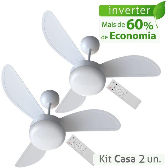 Imagem de Kit Ventilador de Teto Ventisol Fênix Branco Inverter Controle Remoto - Bivolt - Kit 02 Unidades