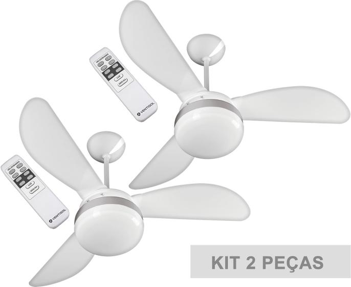 Kit Ventilador de Teto Ventisol Fênix Branco / Silver com Controle ...