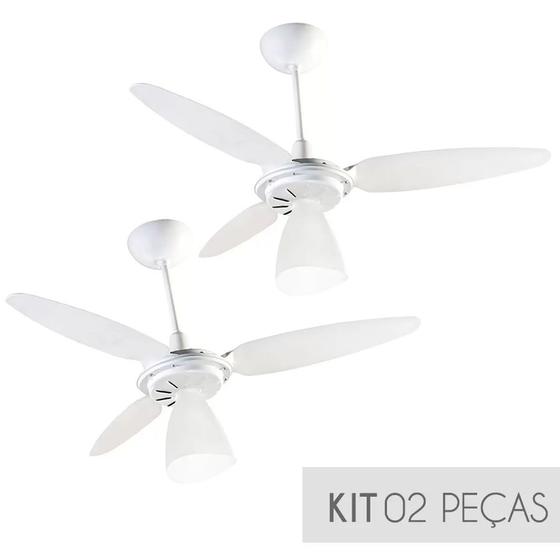 Imagem de Kit Ventilador de Teto Ventisol Wind Light Branco 3 Velocidades Super Econômico 127v - 02 Unidades