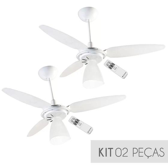 Imagem de Kit Ventilador de Teto Ventisol Wind Light com Controle Remoto 3 Pás Branco - 220v - 02 Unidades