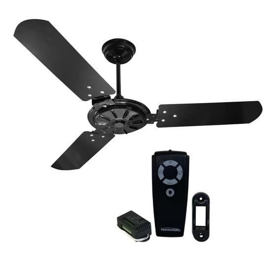 Imagem de Kit ventilador teto preto comercial ventex c/ controle 220v