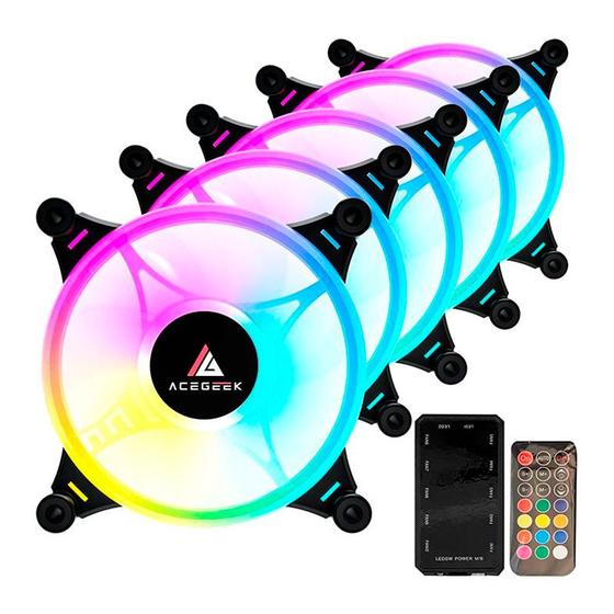 Kit Ventoinha Acegeek Crystal, 5x120mm, ARGB, Preto, AG-CRYSTAL5X1-BK Menor preço em Kit Ventoinha Acegeek Crystal, 5x120mm, ARGB, Preto, AG-CRYSTAL5X1-BK