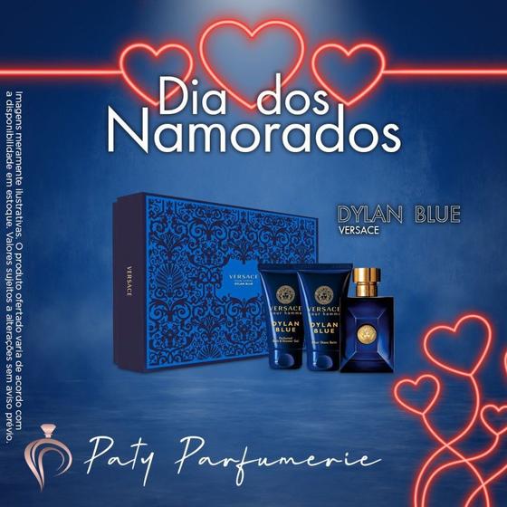 Kit versace dylan blue pour homme 50ml + shower gel + after shave Menor preço em Kit versace dylan blue pour homme 50ml + shower gel + after shave