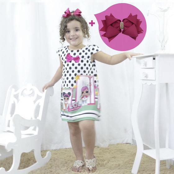 Imagem de Kit Vestido Infantil das Bonecas Lol Surprise + laço para cabelo