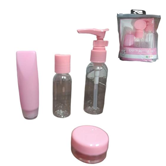 Imagem de Kit Viagem Bolsa Porta Shampoo Creme Mini Frasco Pote Pump