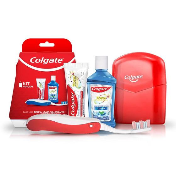 Imagem de Kit Viagem Colgate 1 Escova Dental + 1 Creme Dental + 1 Enxaguante Bucal