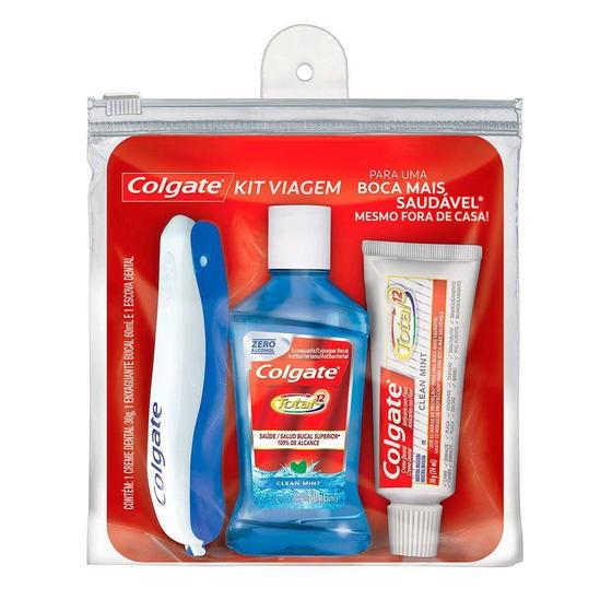 Imagem de Kit Viagem Colgate Total 12 Escova Dental + Creme Dental 30G + Enxaguante Bucal 60Ml