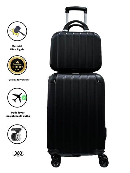 Kit Viagem Mala Bordo + Frasqueira Viagem Preto - PP Menor preço em Kit Viagem Mala Bordo + Frasqueira Viagem Preto - PP