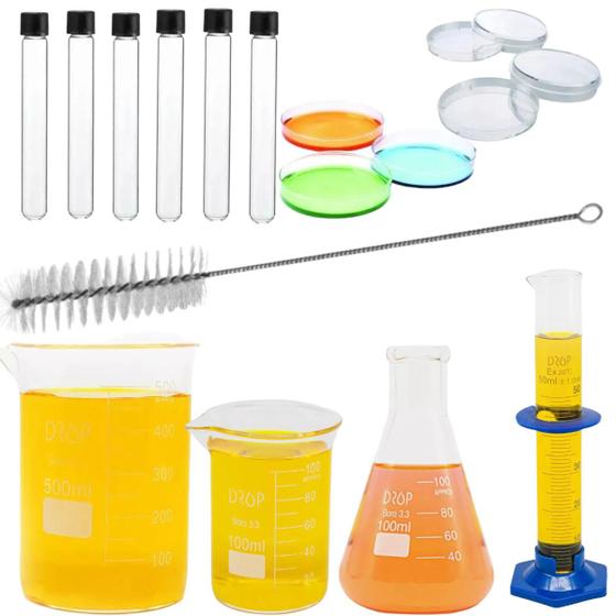 Imagem de Kit Vidrarias Laboratórios Escolares Escolar Química Básico Kit cientista