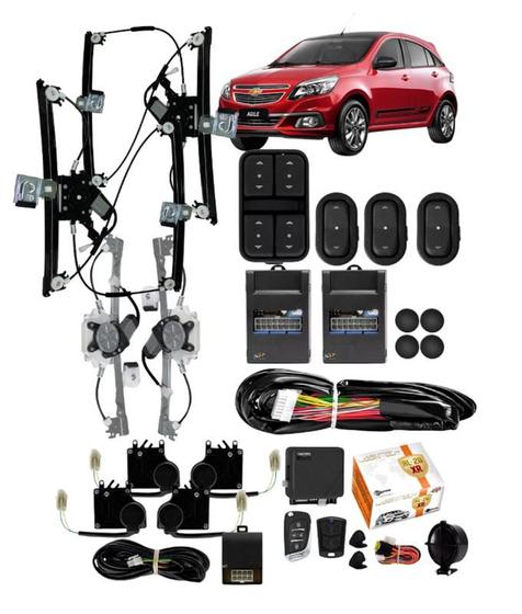 Imagem de Kit Vidro Eletrico Agile 4 pt Completo Trava Alarme Canivete