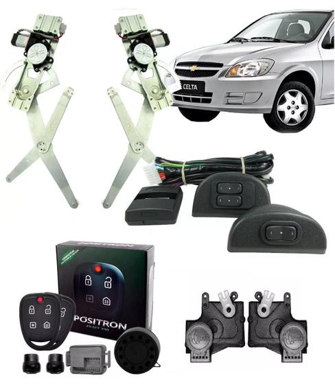 Kit Vidro Eletrico Celta 2 Portas Alarme Positron e Travas Menor preço em Kit Vidro Eletrico Celta 2 Portas Alarme Positron e Travas