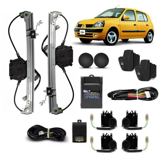 Imagem de Kit Vidro Eletrico Clio 2009 2010 2011 4 Portas Dian + Trava