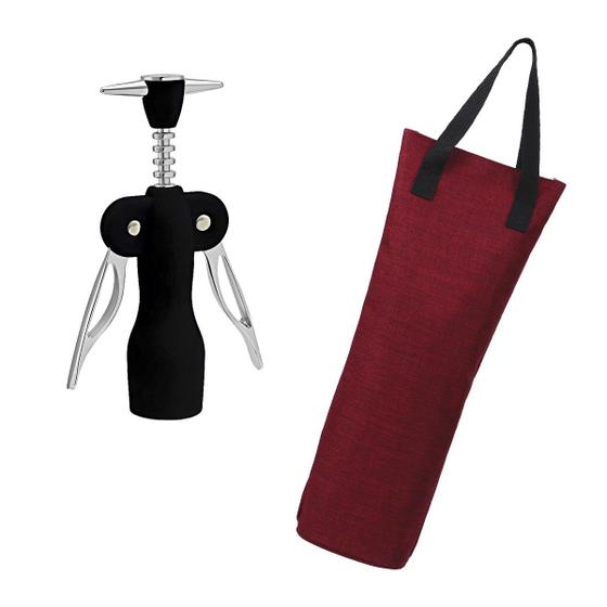 Imagem de Kit Vinho Abridor Saca Rolhas E Bolsa Térmica Wine Bag Porta Vinho