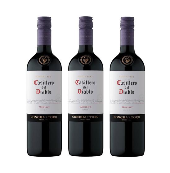 Imagem de Kit Vinho Casillero Del Diablo Merlot Tinto Seco 750ml 3uni