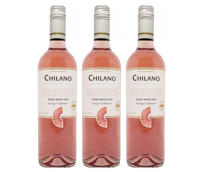 Imagem de Kit Vinho Chilano Pink Moscato Rosé Suave 750ml 3 unidades