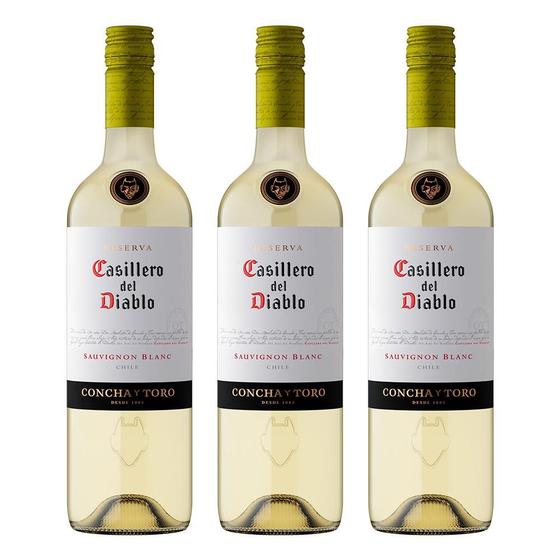 Imagem de Kit Vinho Chileno Casillero Del Diablo Sauvignon Blanc - 3 Garrafas