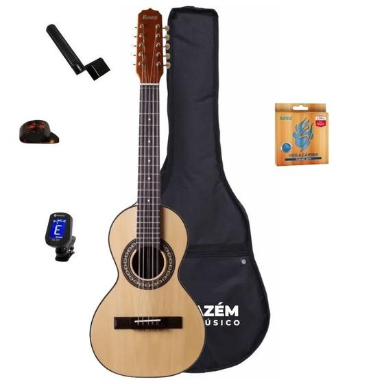 Imagem de Kit Viola Caipira Cinturada Rozini RV154.AC.F.I Acustico Fosco Imbuia